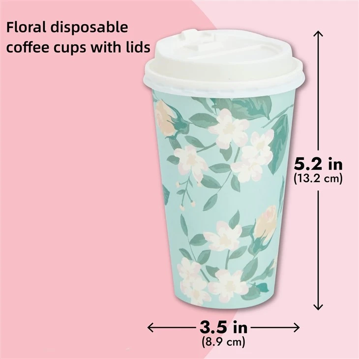 floral disposable coffee cups