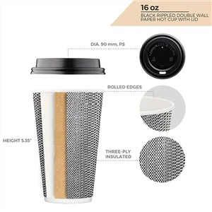Nsulated Ripple Double-Walled Paper Cup With Lid